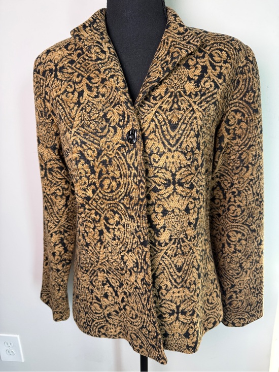 Coldwater Creek Jackets & Blazers - Coldwater Creek Baroque Tapestry Jacquard Blazer Gold Black Dark Academia Sz 10